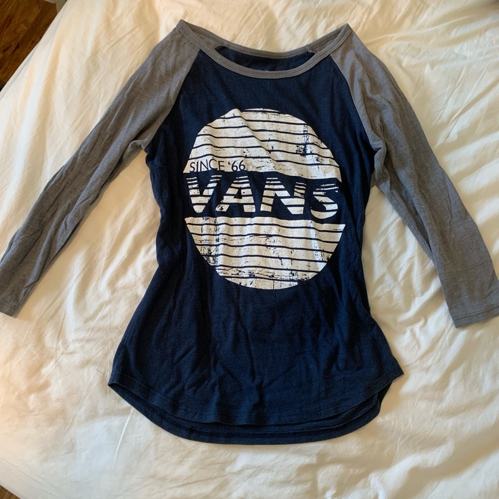 Vans Navy & Gray Raglan Logo Top